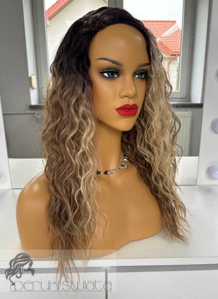 włosy długie falowane mix blondów long bob