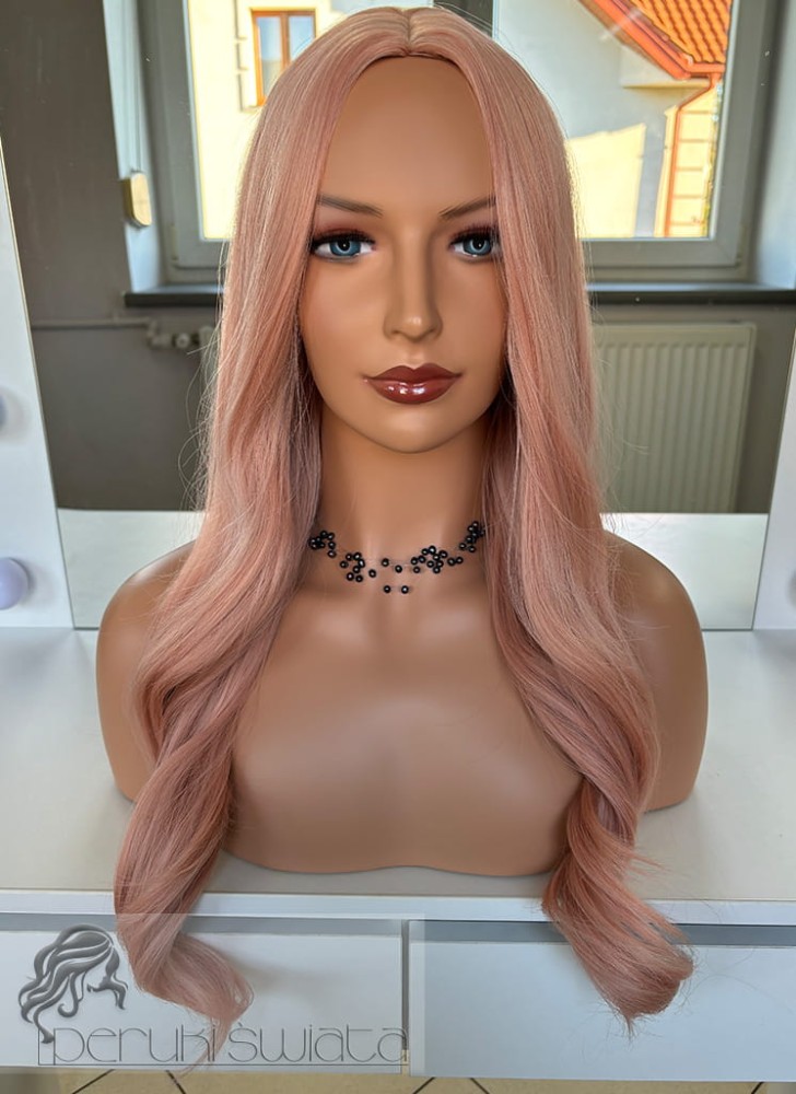 Peruka syntetyczna Elena, peruka z kanekalonu termoplastycznego, kolor: łososiowy blond
