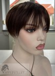 Malin, lekki tupet/topper z grzywką, z włosów naturalnych, ciepły brąz