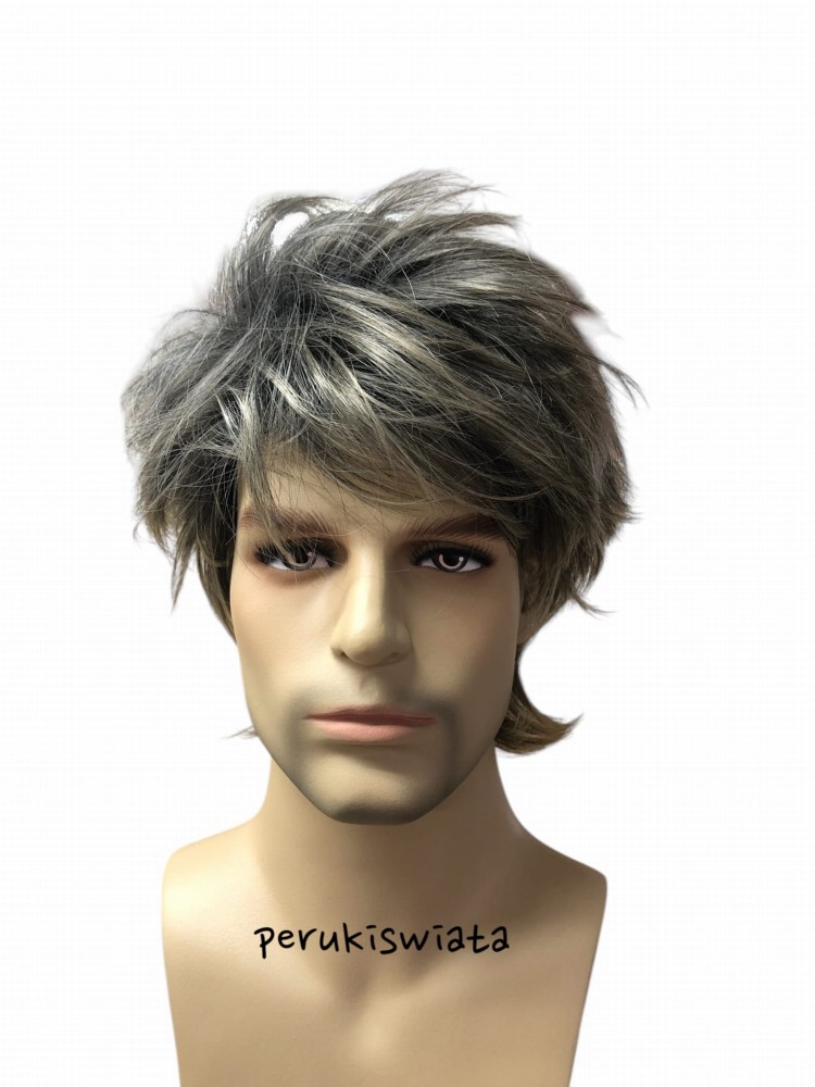 Peruka męska, kolor: stalowy chłodny blond z refleksami ciepłego blondu 