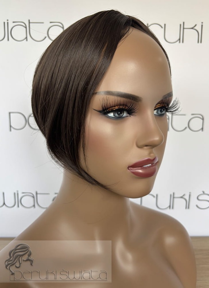 Mini topper/tupet syntetyczny, mała baza, model Anna z kanekalonu, kolor: popielaty brąz nr 6A