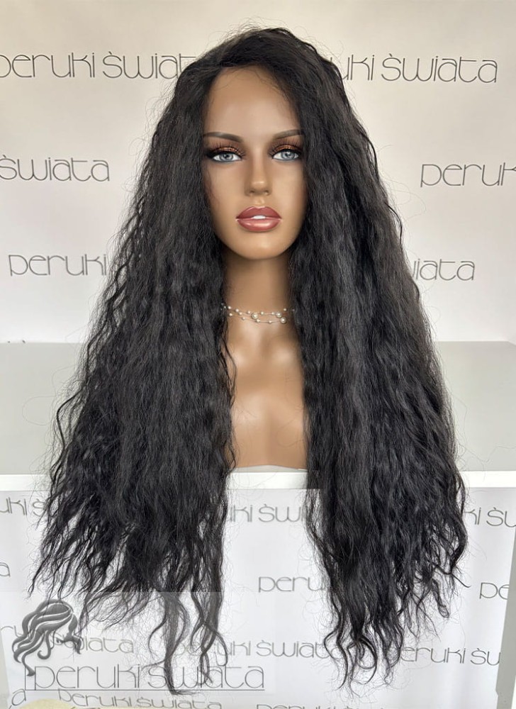 Peruka syntetyczna Dalia, fale/loki, kolor: czerń, full lace front