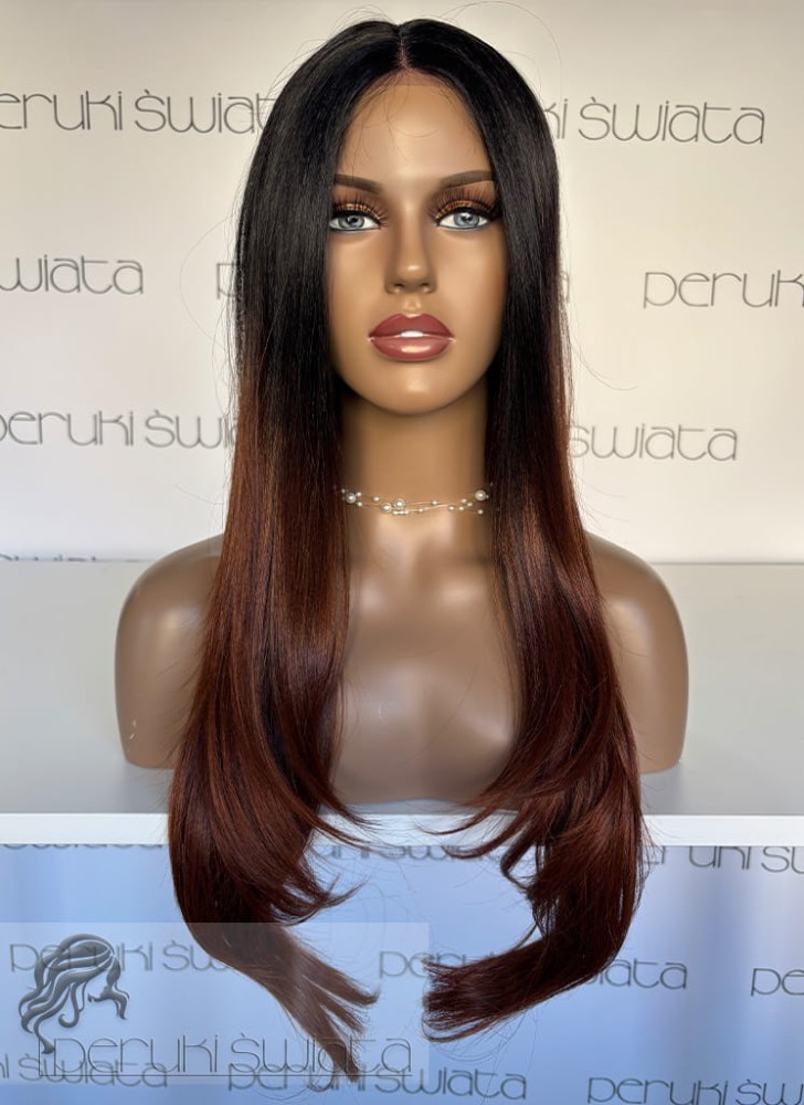 Peruka syntetyczna Chara, kanekalon termoplastyczny,  ombre, kolor: ombre kasztan