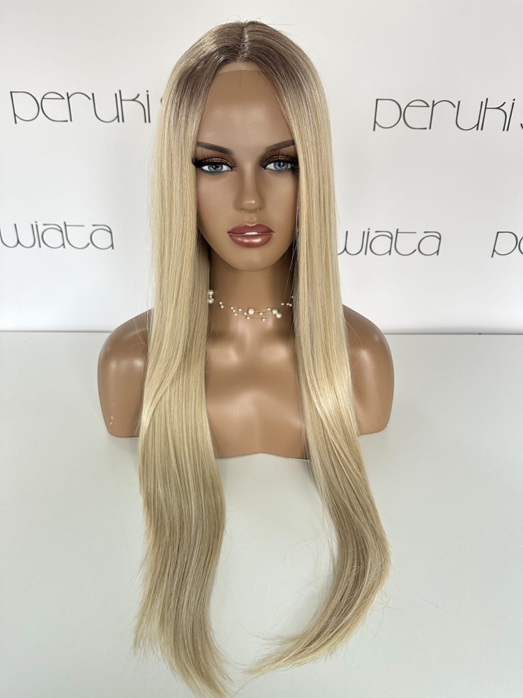 peruka długa cieniowana blond włosy proste