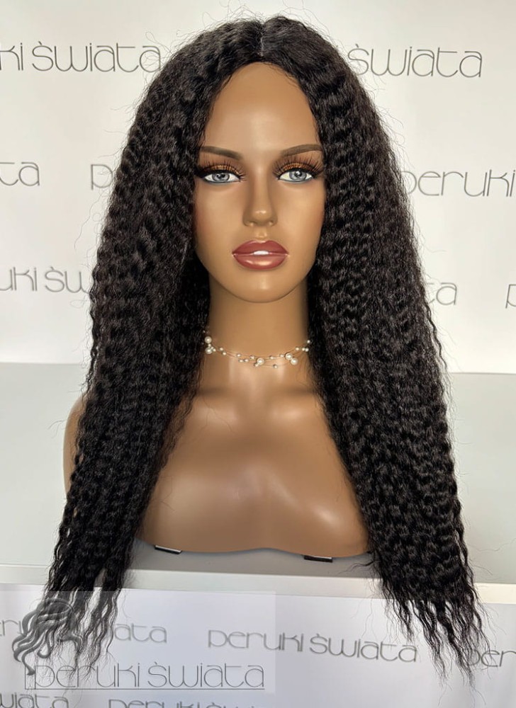 Model Lina, peruka syntetyczna, włosy karbowane, kolor: czerń
