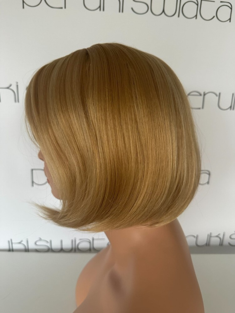 peruka blond włosy proste bob z grzywką