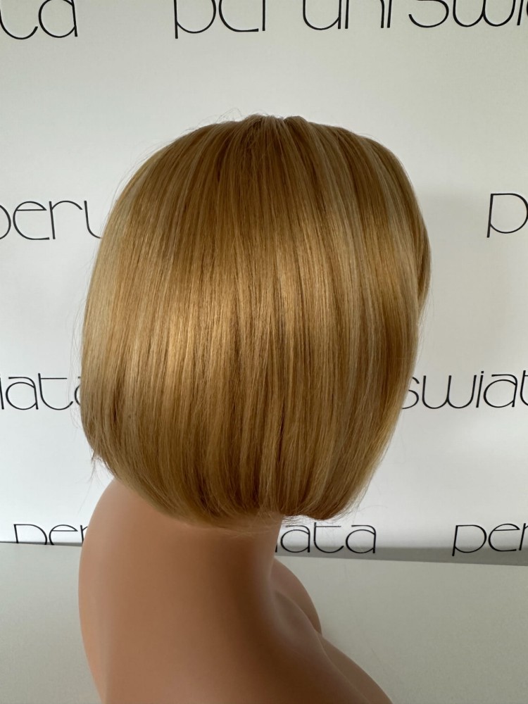 peruka blond włosy proste bob z grzywką