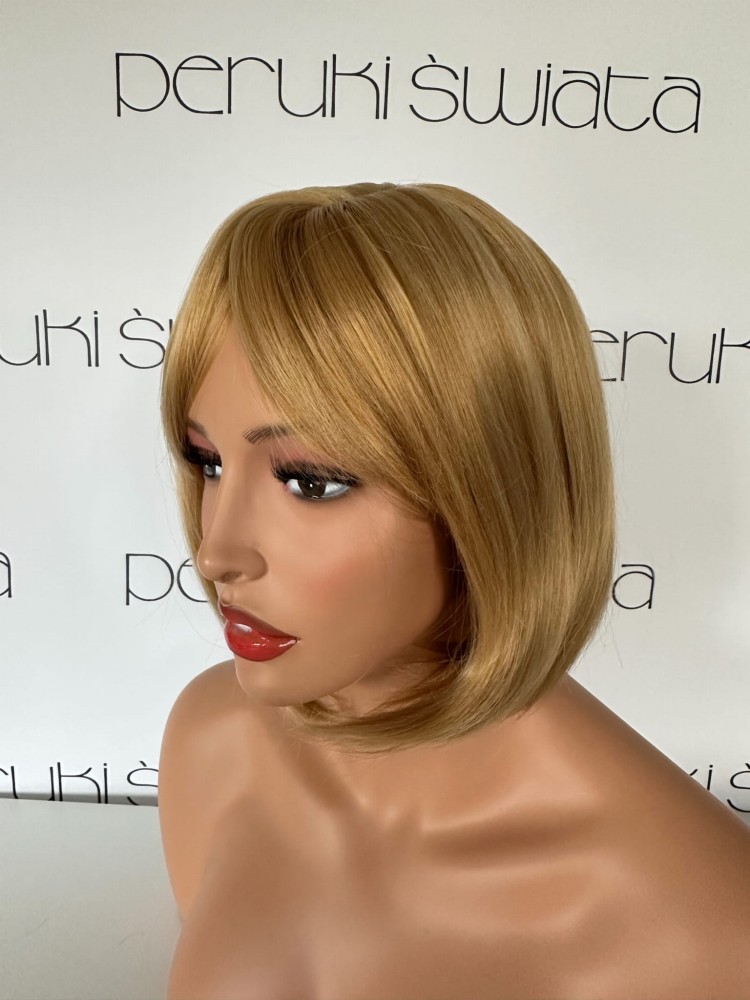 peruka blond włosy proste bob z grzywką