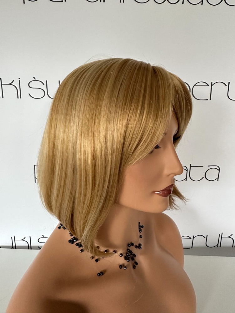 peruka blond włosy proste bob z grzywką
