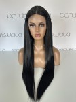 Peruka syntetyczna, model Brixley, kanekalon termoplastyczny, long bob, kolor:  czerń naturalna, czarny 1B