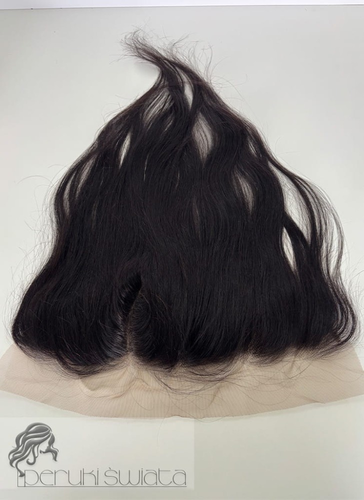 Topper/tupet z włosów naturalnych, tresa na siatce, kolor: ciemny brąz 