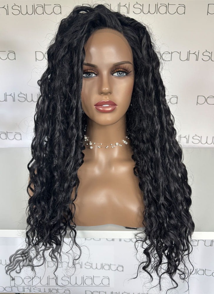 Peruka Lia, kanekalon termoplastyczny, afroloki, kolor: czerń 