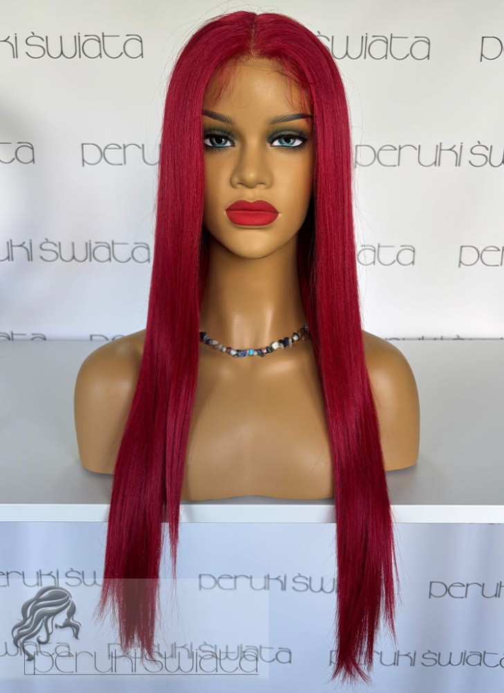 Peruka syntetyczna Eria, ultra light, kanekalon termoplastyczny, kolor: karminowa czerwień