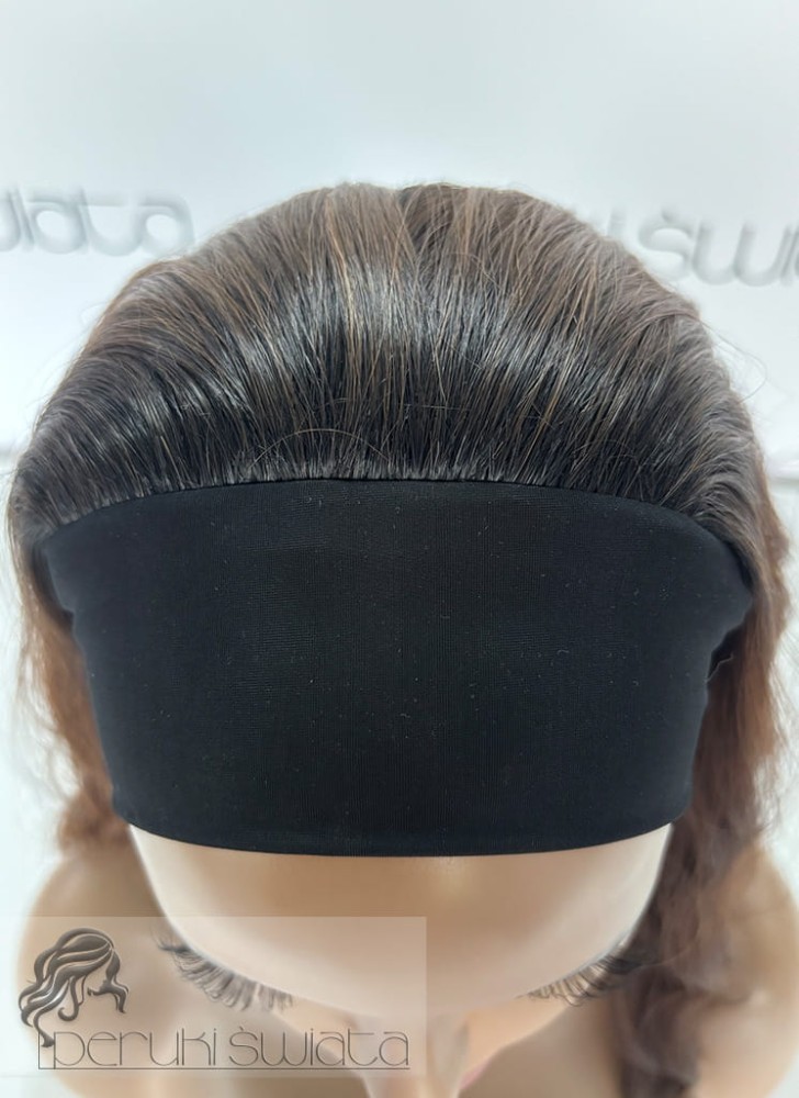 peruka na opasce long bob fale brązy