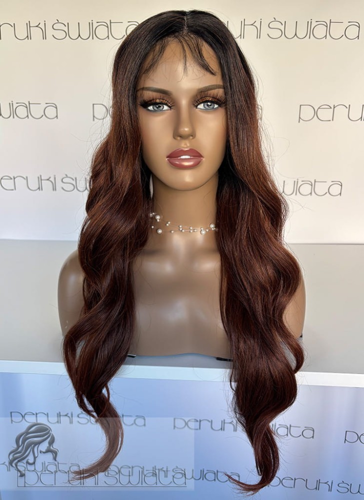 Peruka AR80, kanekalon, kolor: ciepły brąz na odroście 