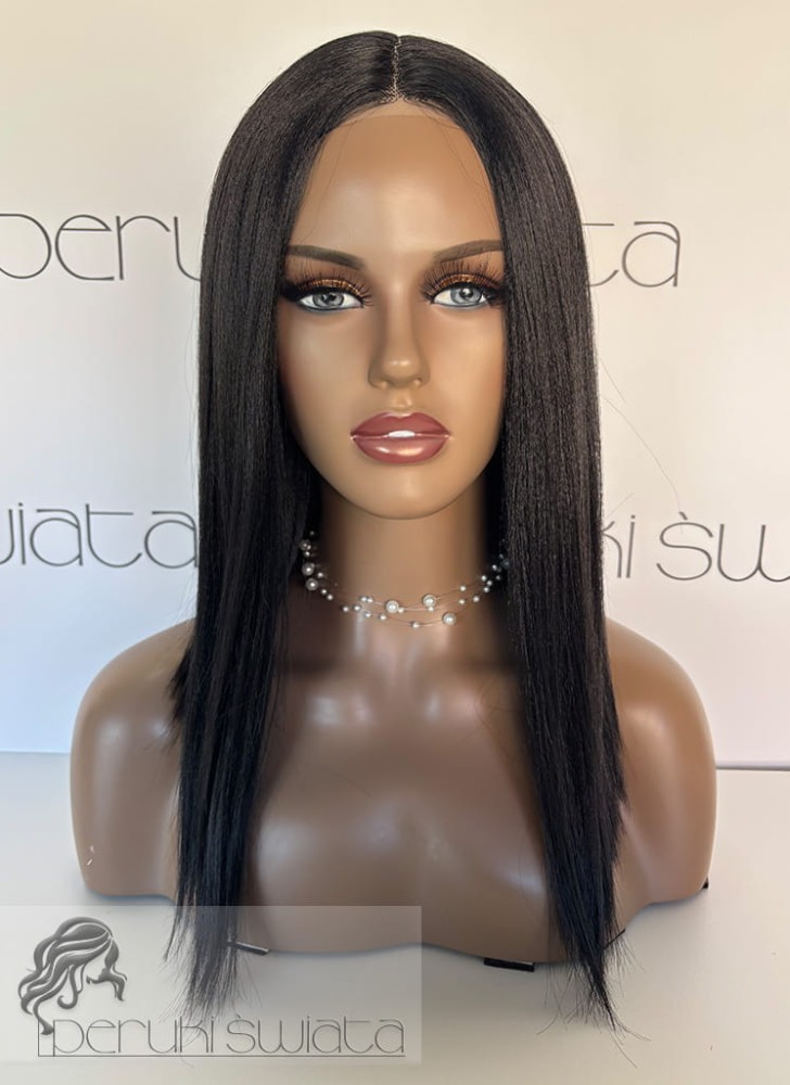 Peruka syntetyczna, model nr AT73, long bob, typ kleopatra, czerń