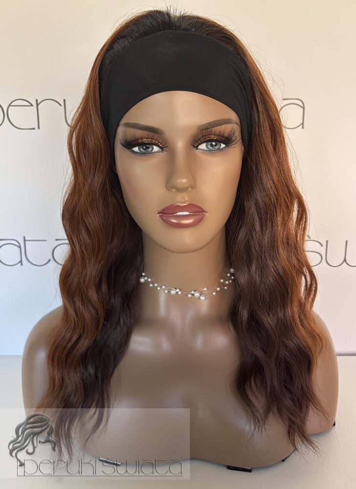 Peruka syntetyczna na opasce, model Mallow z kanekalonu termoplastycznego, fale