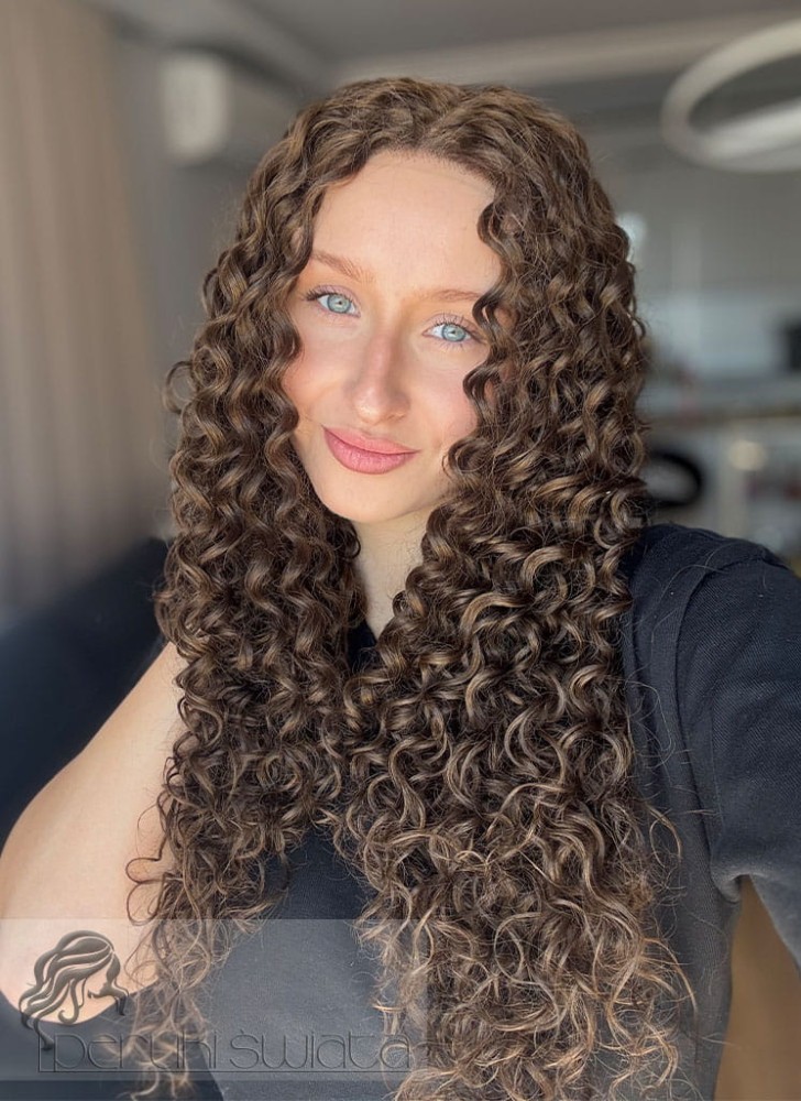 Peruka syntetyczna, model Jorie, afroloki, kolor: brąz 