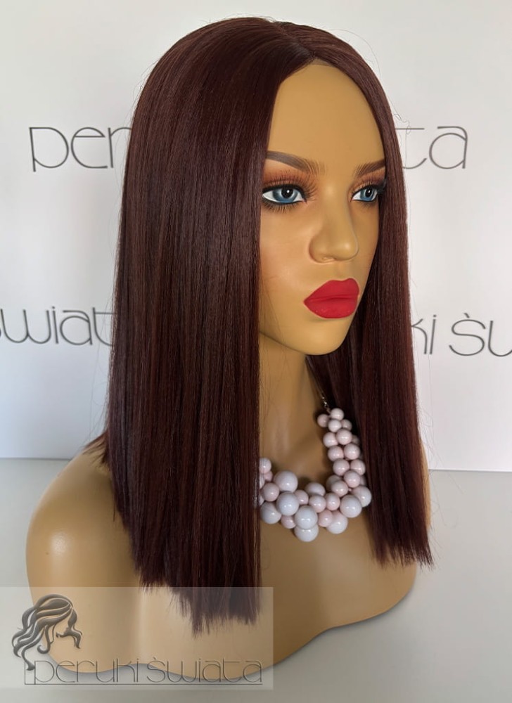 Peruka syntetyczna Estera, long bob,  ciepły brąz