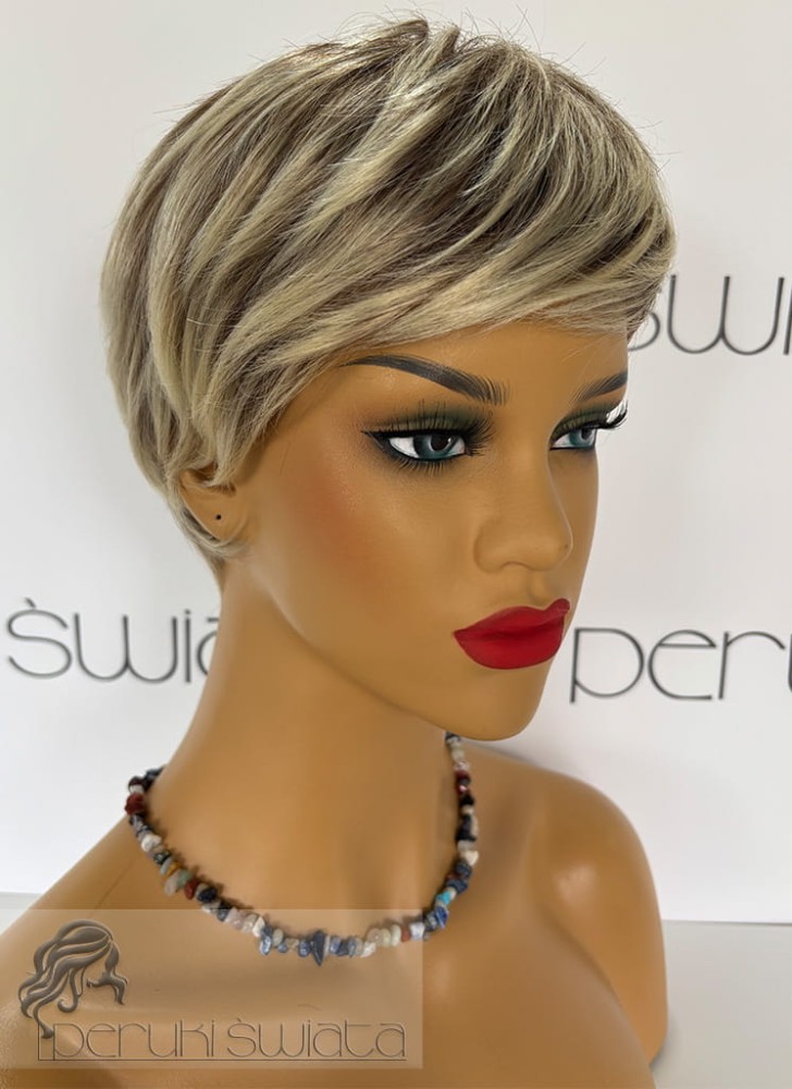 Peruka EF102, włosy krótkie, klor: jasny blond na odroście 