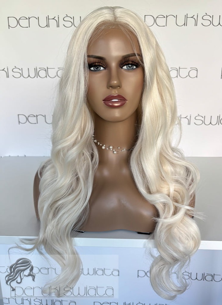 Peruka syntetyczna Felicity, czepek typu: full lace, kanekalon termoplastyczny,  biały blond, platyna