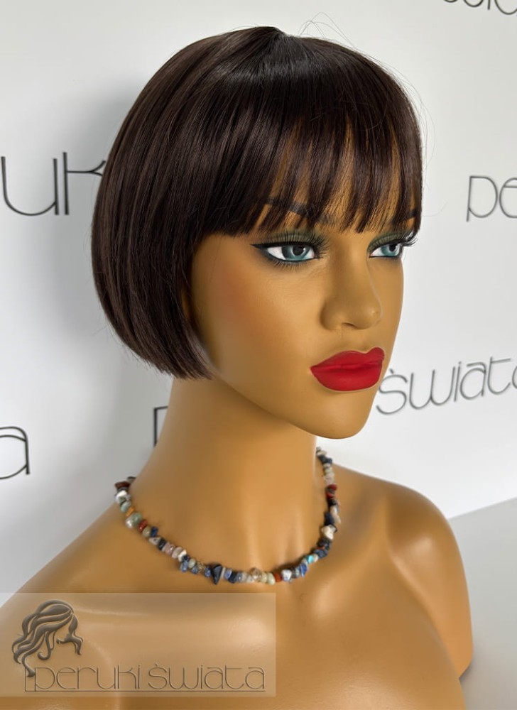 Peruka DB45, włosy syntetyczne, bob, kolor: brąz nr 6 