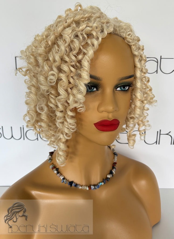 Peruka syntetyczna Arabella, kanakelon termoplastyczny, kolor: blond 613, lace front, afroloki