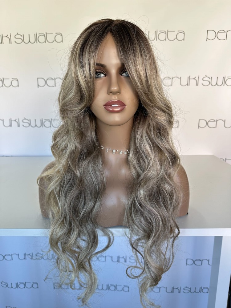 peruka długa blond fale z grzywką