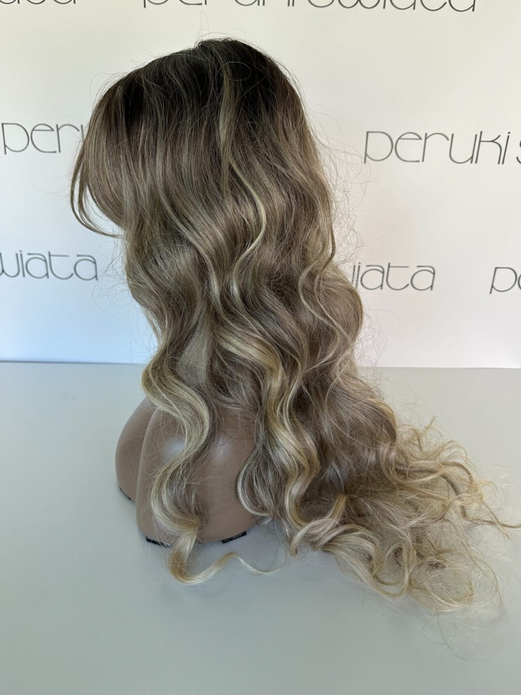 peruka długa blond fale z grzywką