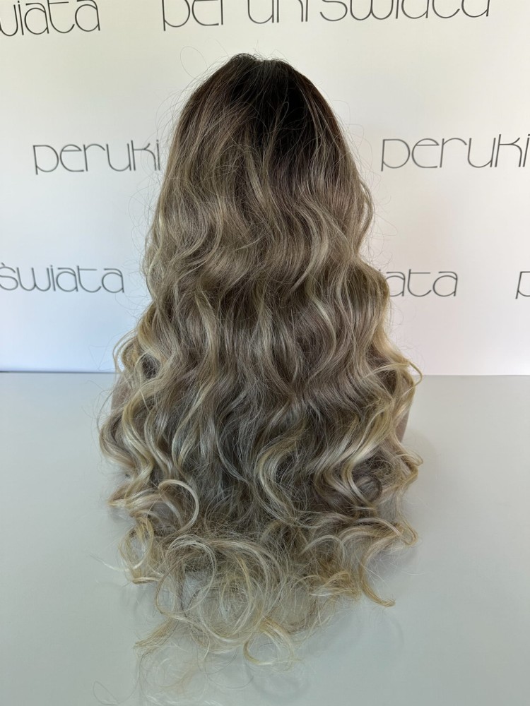 peruka długa blond fale z grzywką