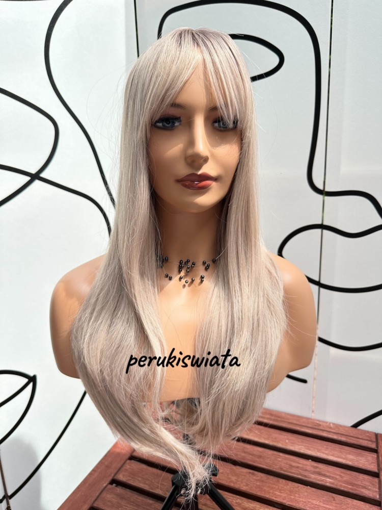 Peruka Selma, kanekalon termoplastyczny typu "true hair", chłodny blond na subtelnym odroście