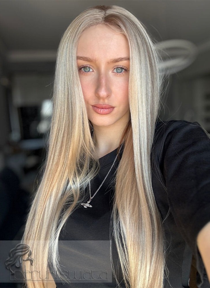 włosy długie proste jedwabiste blond baleiage