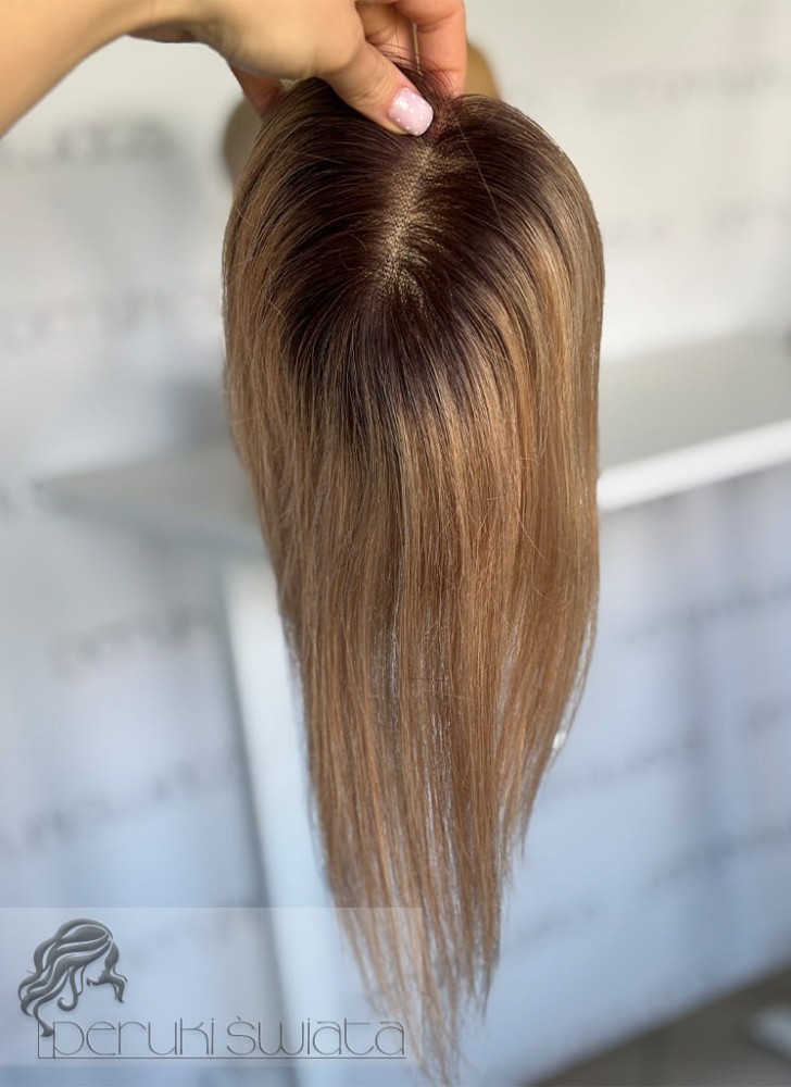 Tupet/topper, model Emerald, włosy naturalne, kolor: beżowy blond na odroście