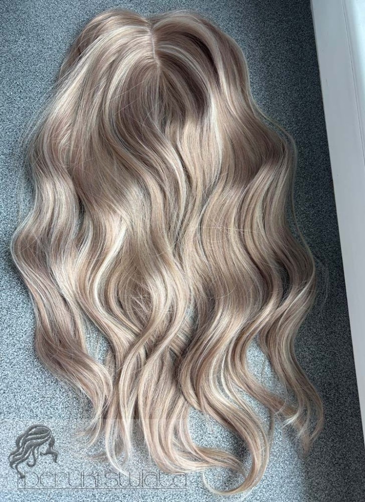 Tupet/topper, model Nastia, kanekalon termoplastyczny, kolor: popielaty blond z pasemkami