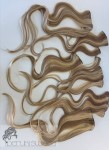 Dopinki z włosów naturalnych, zestaw 8 sztuk na całą głowę, na klipsach, kolor:  mix blondów, baleiage