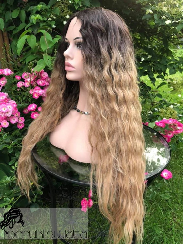 Peruka syntetyczna Maryna, peruka z kanekalonu typu true hair, siateczka w przedziałku