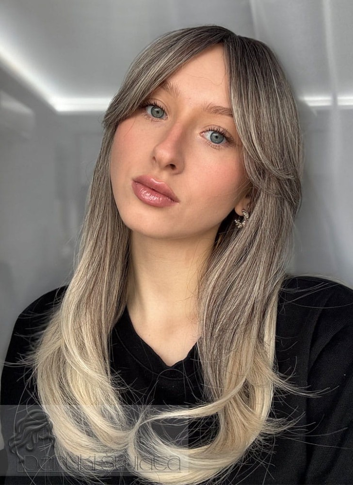 Peruka syntetyczna Jackie, kanekalon termoplastyczny, jasny blond z ciemnym blondem na odroście