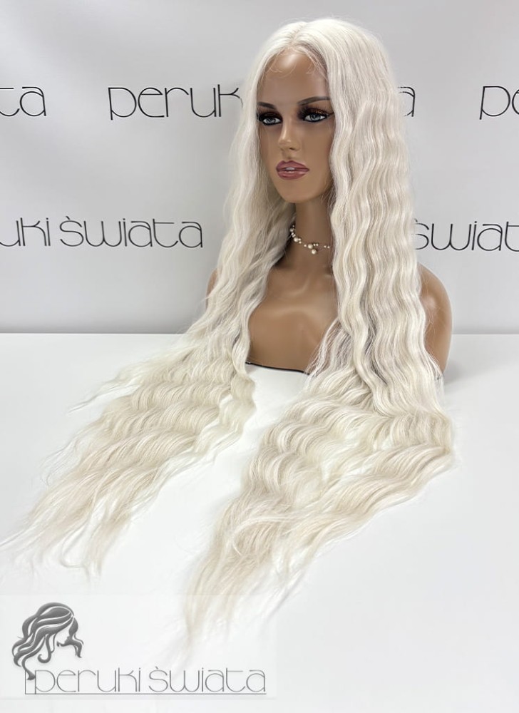 Lekka jak włosy naturalne, peruka syntetyczna Mary, fale, kolor: biały blond/arktyczny blond