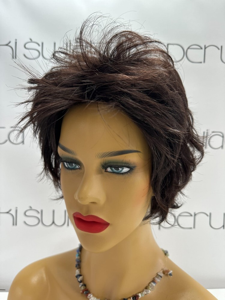 Peruka syntetyczna Liwia, fryzura pazurki, kolor kasztanowy