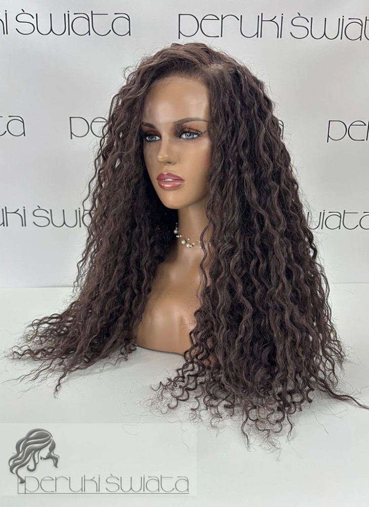 peruka długa loki brąz afroloki
