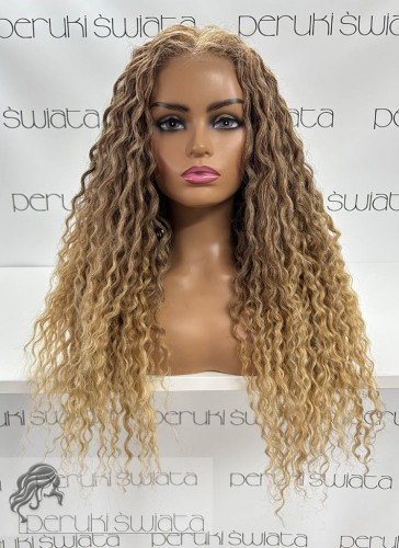 peruka syntetyczna afroloki tkana ręcznie blond
