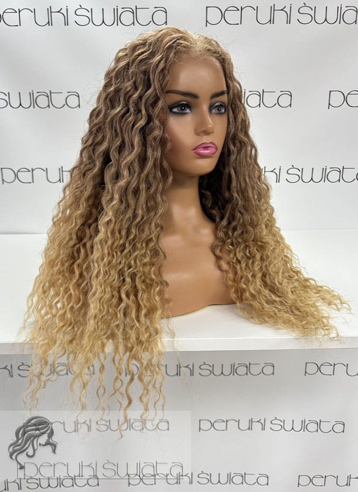 peruka długa loki blond afroloki