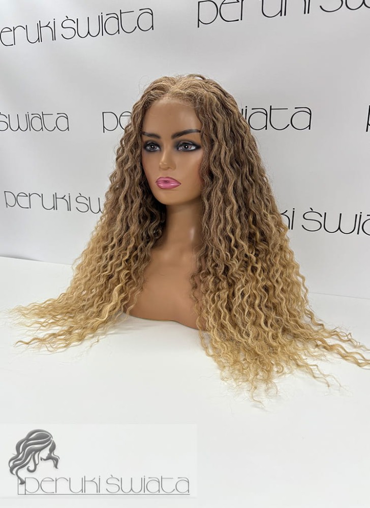 peruka długa loki blond afroloki