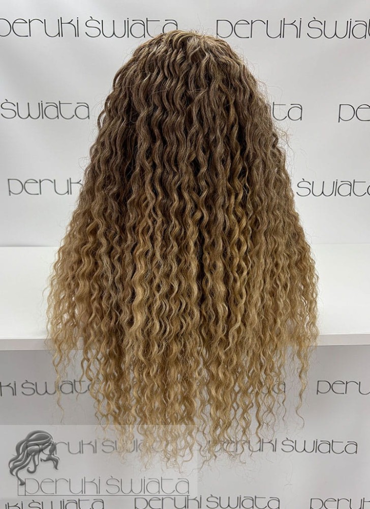 peruka długa loki blond afroloki