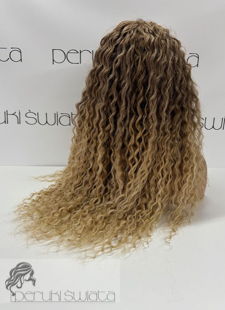 peruka długa loki blond afroloki