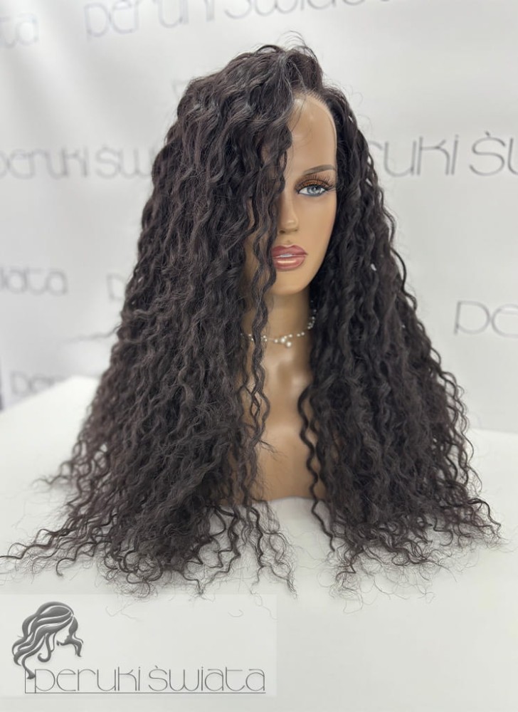 peruka długa loki brąz afroloki