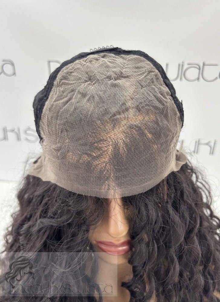 peruka syntetyczna afroloki tkana ręcznie brąz