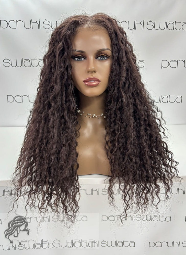 peruka syntetyczna afroloki tkana ręcznie brąz