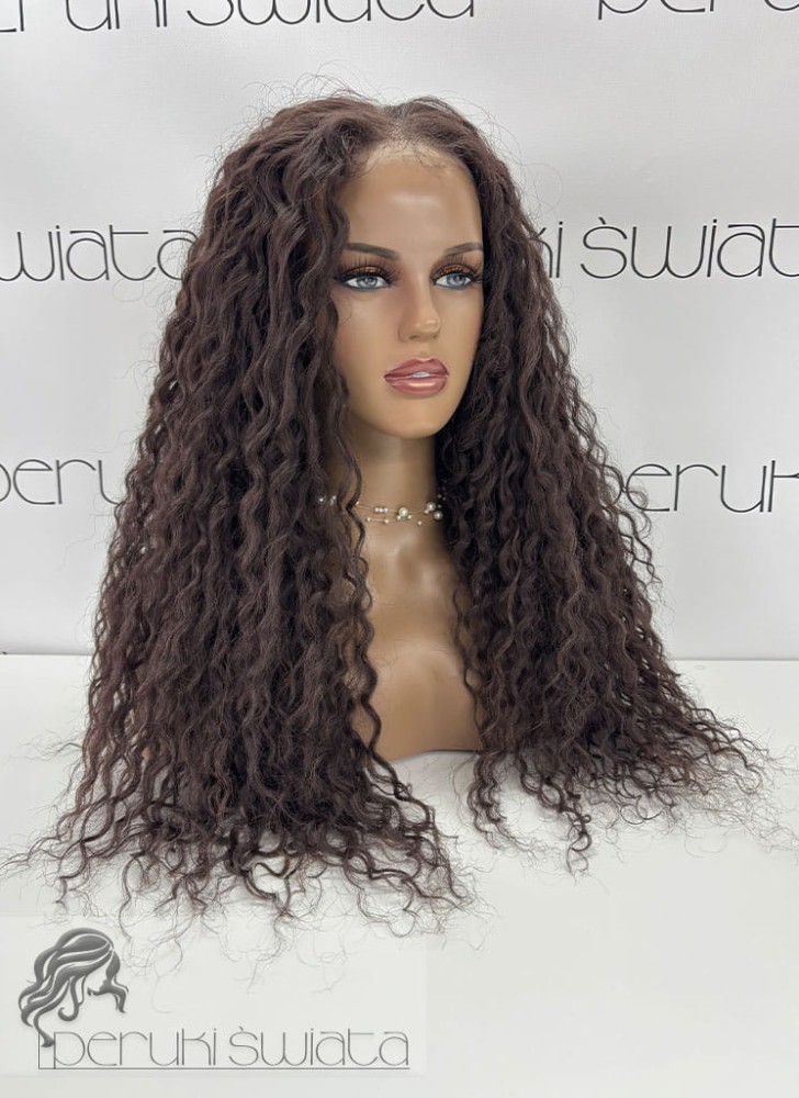 peruka syntetyczna afroloki tkana ręcznie brąz