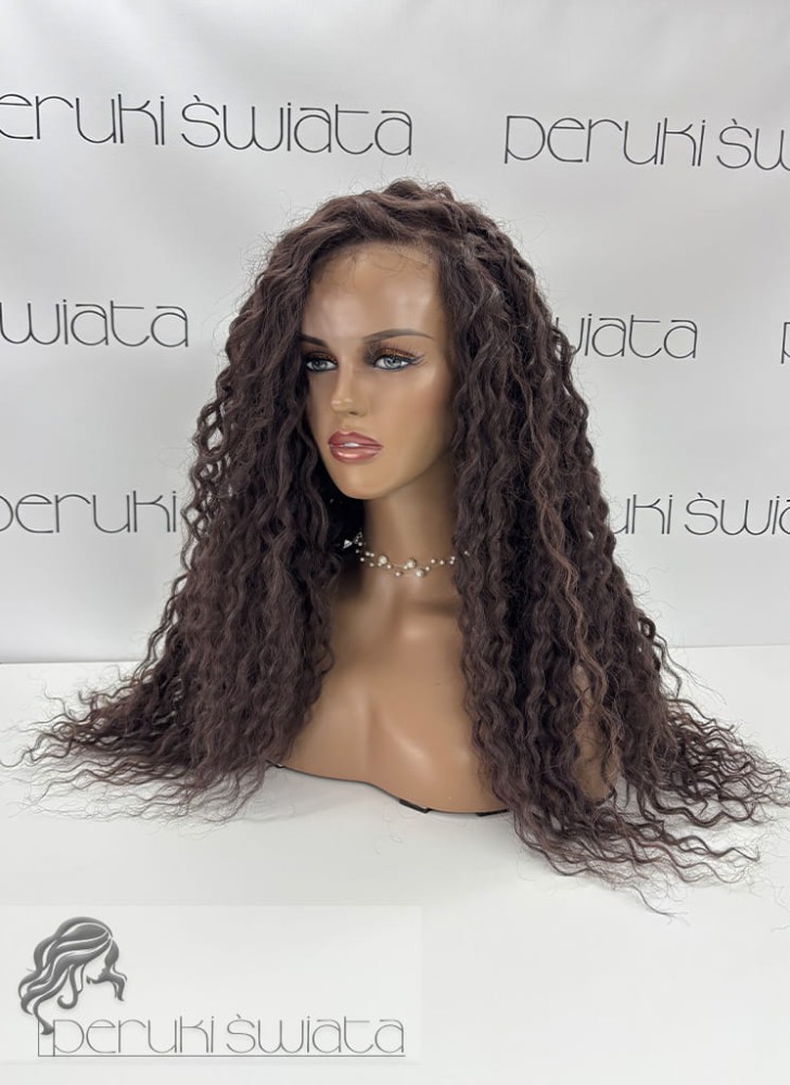 peruka syntetyczna afroloki tkana ręcznie brąz